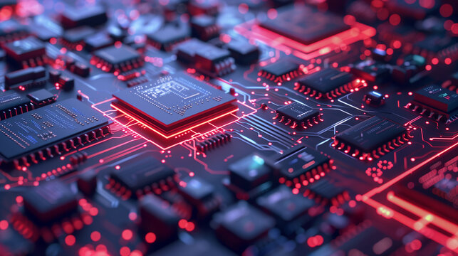 a network of interconnected chips in a data center, powering cloud computing and big data analytics with parallel processing and high bandwidth.