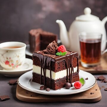 chocolate cake with nuts. High quality photo