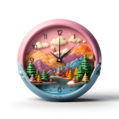 Time to travel around the world concept as a clock with mountains
