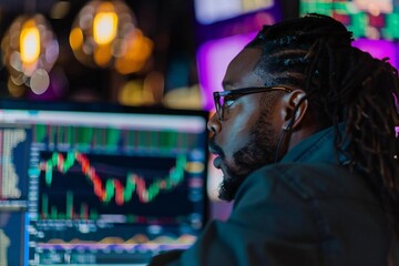 African trader monitoring online stock market copy