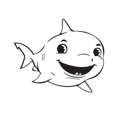 cute adorable shark for coloring for kids 