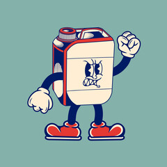 Retro character design from plastic jerry can