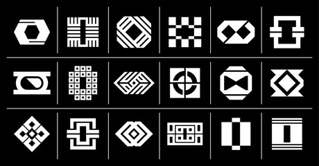Luxury geometric line letter O logo, number 0 design set