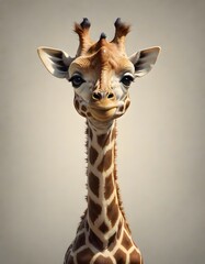 Fototapeta premium Cute young giraffe head and neck against a light backdrop, Generative AI.