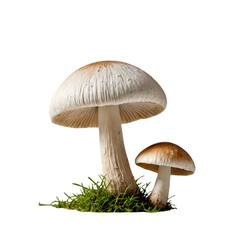 falling champignon mushroom on Isolated transparent background png. generated with AI