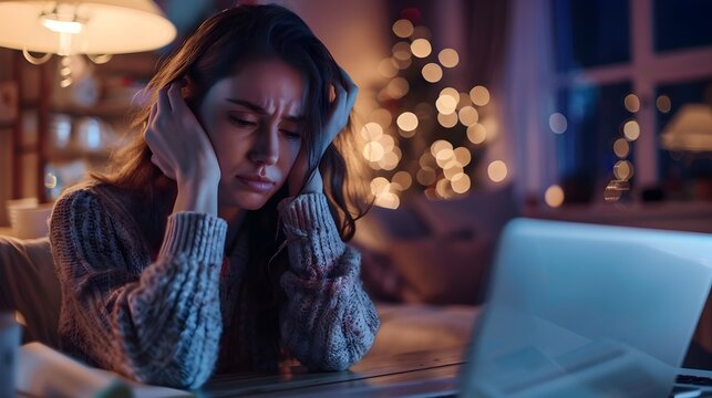 Overwhelmed Woman Pursuing Online Education Amidst Work From Home Demands