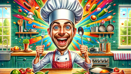 caricature of cartoon character, chef. Cartoon Professions - 797528094