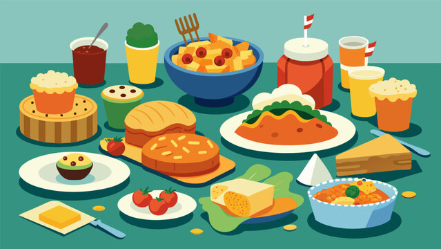 With tables overflowing with dishes such as buttermilk biscuits fried green tomatoes and baked macaroni and cheese the Juneteenth Soul Food Feast is a. Vector illustration