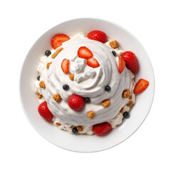  Dairy queen chocolate blizzard with chocolate fudge and chocolate chip in a plat top view on Isolated transparent background png. generated with AI