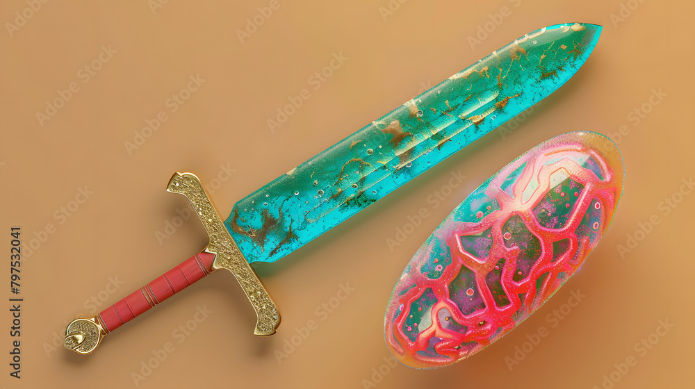 Aufkleber a sword with a sharp blade. symbolizing courage and protection