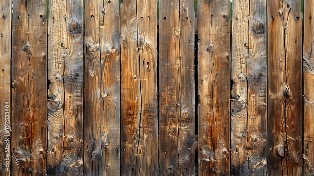 Wall mural a strong wooden fence. horizontal boards are tightly nailed and offer reliable protection against ro