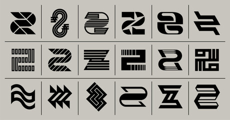 Geometric line initial letter Z logo branding set