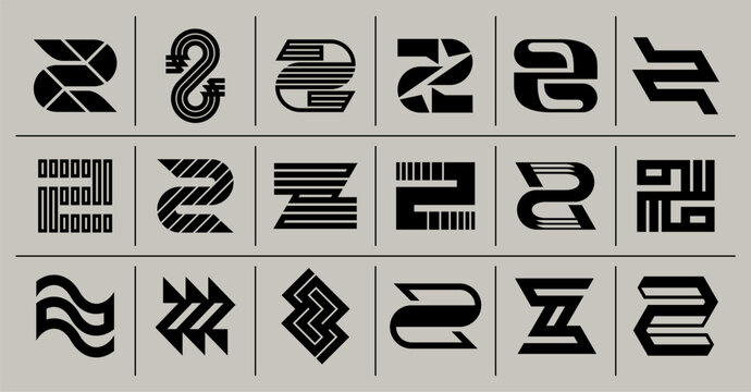 Geometric line initial letter Z logo branding set