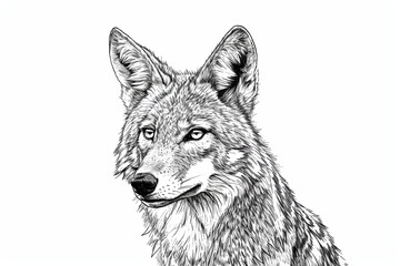 Fototapeta premium Bold Black and White Coyote Ink Drawing Sketch__