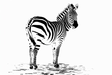 Naklejka premium Ink Brush Zebra: Bold Black and White Digital Illustration