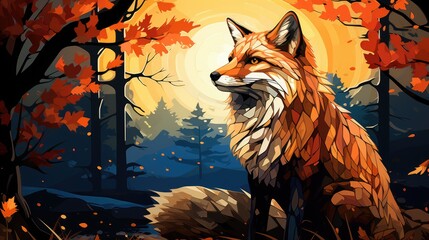 vibrant illustration portraying a charismatic fox in its natural habitat