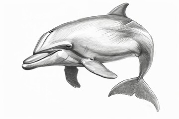 Enchanting Dolphin Sketch: Smiling Expression with Detailed Snout and Intelligent Eyes