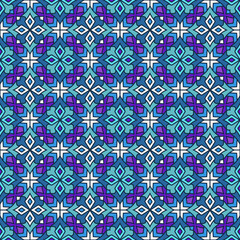 luxury blue colorful embroidery seamless pattern with abstract tiles fabric textile style