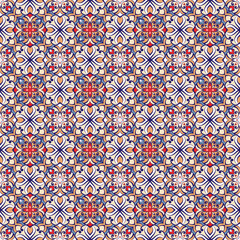 luxury multicolor embroidery seamless pattern with abstract tiles fabric textile style