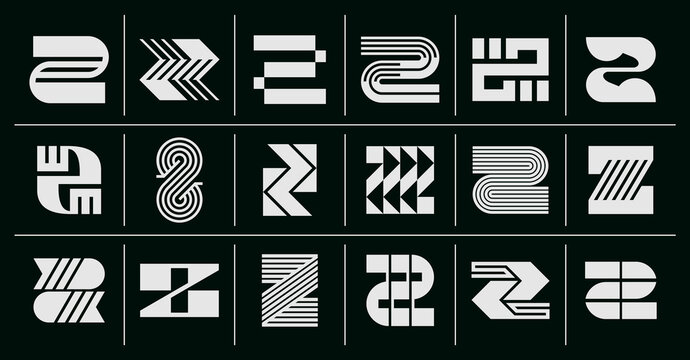 Luxury flat line letter Z logo branding set