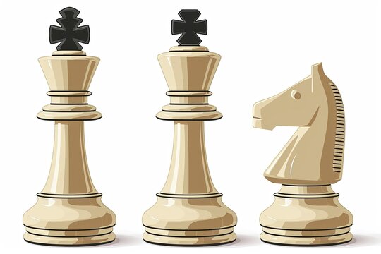 Vector Ivory Chess Piece: Black Outlined Strategy and Intelligence on White Background