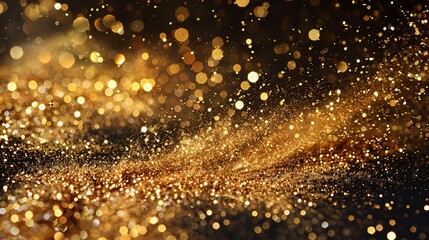Naklejka premium A stream of gold glitter is falling from the sky