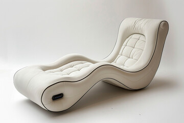 A contemporary chaise longue with built-in USB charging ports, offering convenience against a white surface.