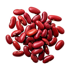 Top view of red beans isolated on transparent or white background, png