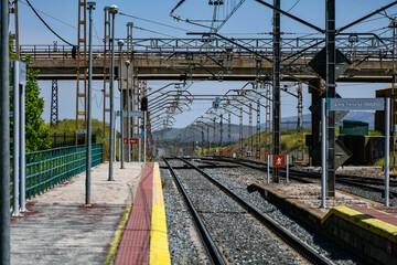 Railway line in Santa Cruz de Mudela, Ciudad Real, Spain, Europe