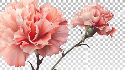 isolated carnation flower on transparen background.
