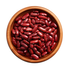 red beans in wooden bowl isolated on transparent or white background, png