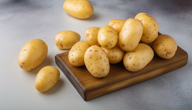 Fresh Unpeeled New Potatoes grenaille potatoes on a blank surface.