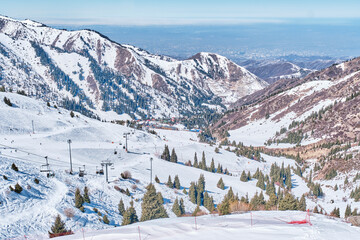 Ski resort Shymbulak, Almaty, Kazakhstan. Ropeway.