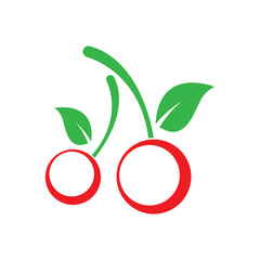 red cherry fruit logo design