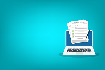 Online survey. Customer feedback. Checklist browser window. Choice, survey concepts.