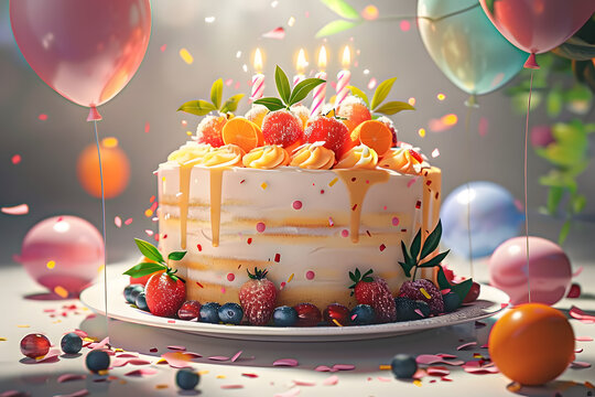 Happy delisious cake, ai based illustration