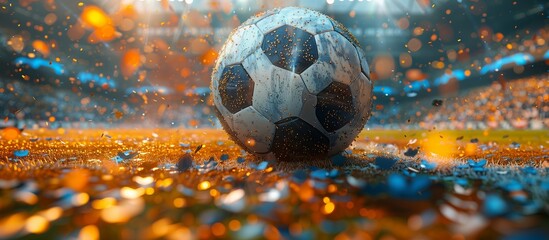 Closeup macro photography of a transparent glass ball in a stadium