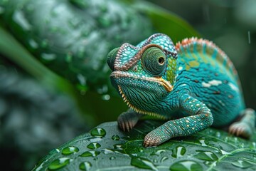 Obraz premium Chameleon on a leaf