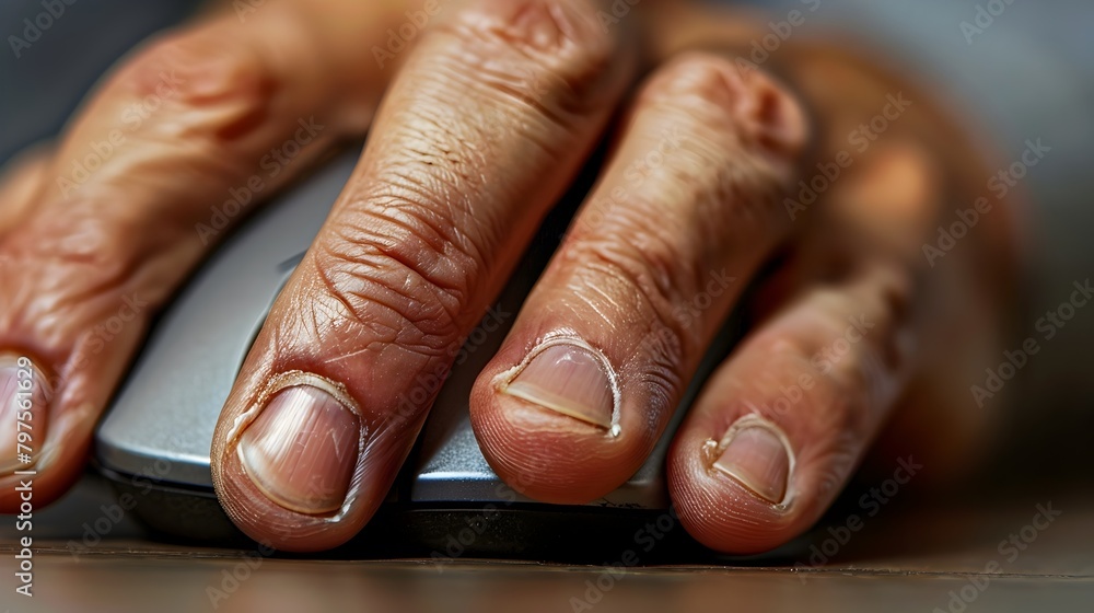 Poster painful computer mouse click causing hand discomfort and strain