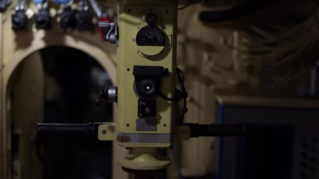 periscope on a submarine view from the inside