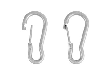 Opening and closing carabiner for mountaineering isolated