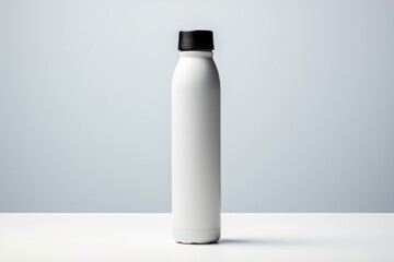 a illustration sleek and minimalist drink bottle, meticulously styled and photographed against a clean white backdrop, AI Generative