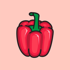 Vector illustration Bell Pepper. Vector design Bell Pepper Vegetable. Hot Spicy Bell Pepper Vector Cartoon design illustration and icon for website, digital and print