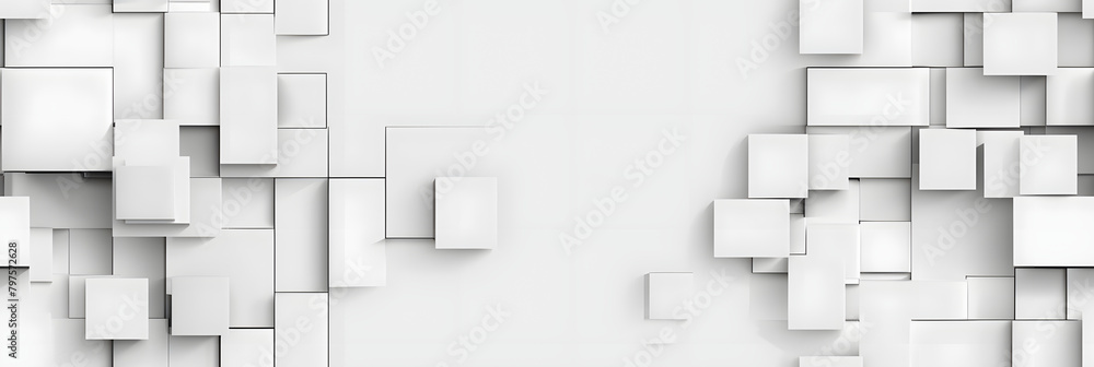 Poster random shifted white cube boxes block background wallpaper banner with copy space
