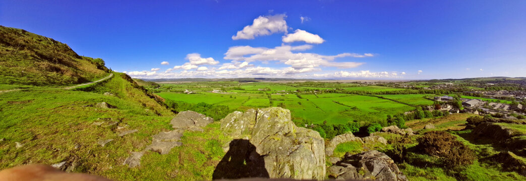 Panorama front of Hoad Monument Ulverston,Cumbria ,in the Lake District-Morecambe Bay in the distance