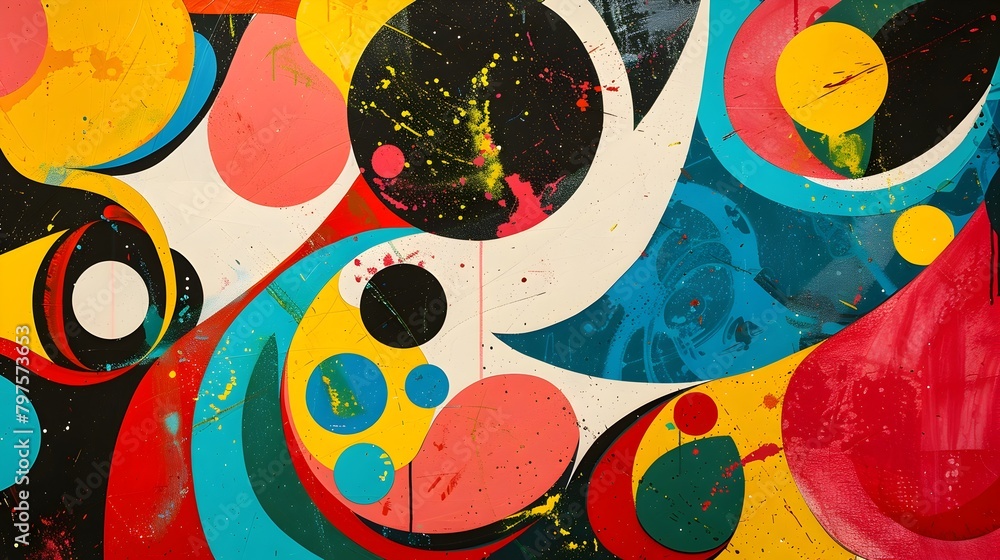 Aufkleber Fusion of Retro Art Styles in Vibrant Abstract Background Showcasing Evolving Color and Form