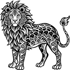 Obraz premium mandala animal - lion mandala coloring pages for kids and adults