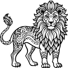 mandala animal - lion mandala coloring pages for kids and adults