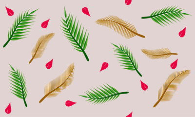 seamless pattern with green and red leaves on pink background for cloth pattern , floor tiles,wallpaper ,curtain,tiles pattern, home decorating design