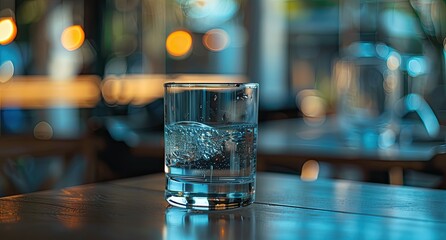 Hardwood table on plank flooring with a bar in the background